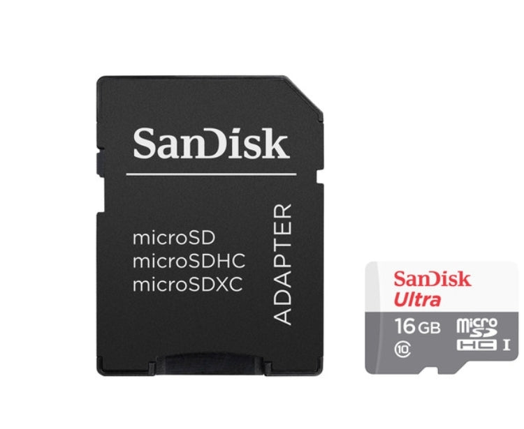 SanDisk 16GB Ultra UHS-I microSDHC Memory Card with SD Adapter