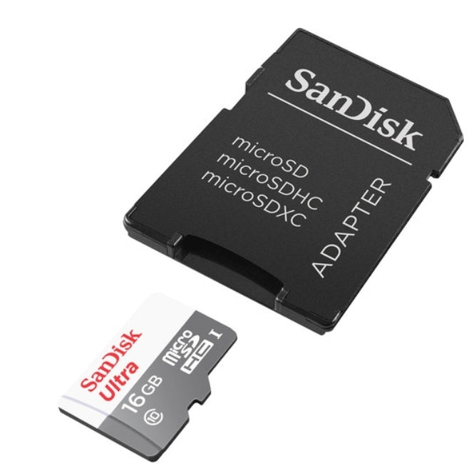 SanDisk 16GB Ultra UHS-I microSDHC Memory Card with SD Adapter