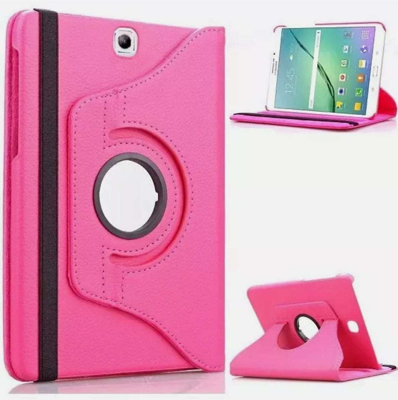 360 Rotating Leather Case Stand Cover for Samsung Tab T377 Pink
