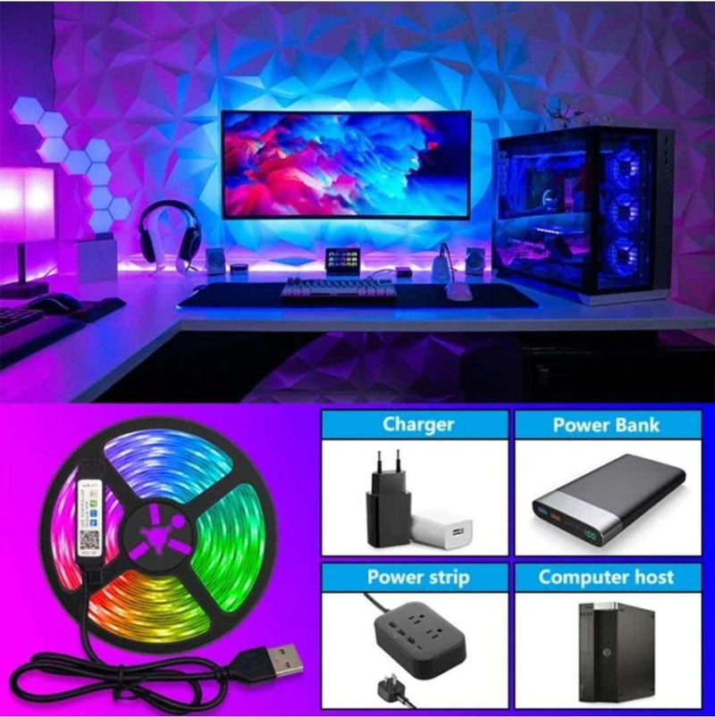 5m 10m RGB led strip 5050 USB 5V Smart 24keys Remote or APP Bluetooth Control music sync house room party TV led strip light