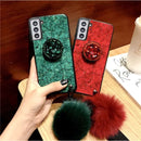 Fur Ball Glitter Marble dimion Case For Samsung S22, S22 Pro