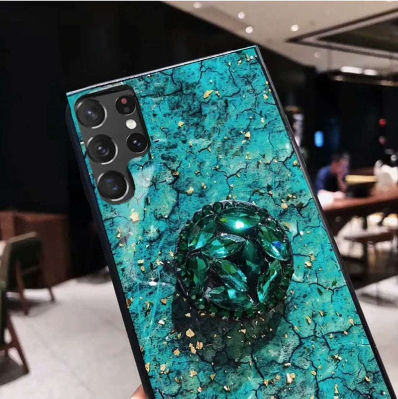 Fur Ball Glitter Marble dimion Case For Samsung S22, S22 Pro