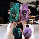 Fur Ball Glitter Marble dimion Case For Samsung S22, S22 Pro