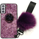 Fur Ball Glitter Marble dimion Case For Samsung S22, S22 Pro