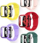 2 in 1 watch strap case with glass replacement silicone watch band watch face for apple watch 7 41mm 45mm 40mm 42mm