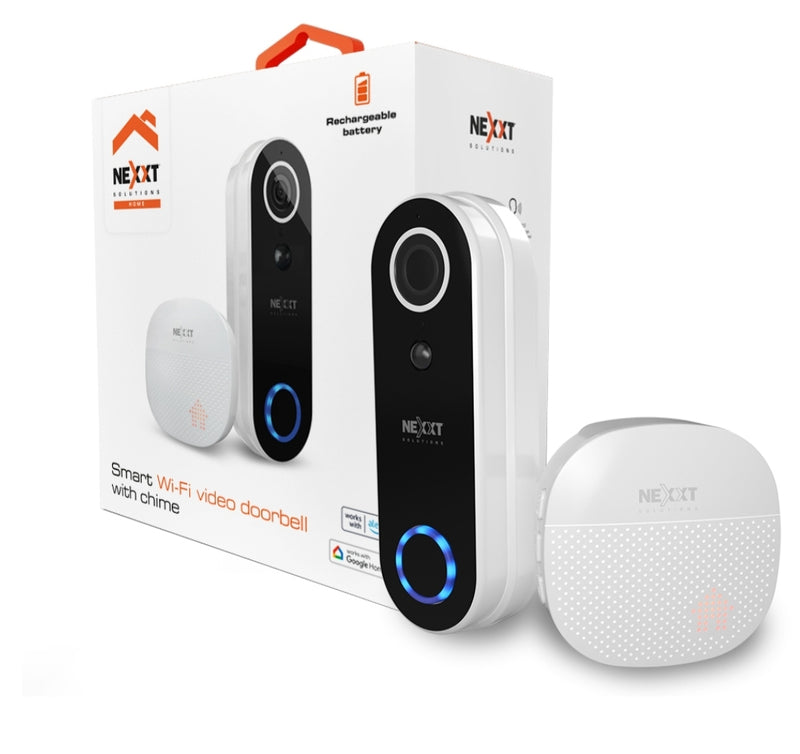 Nexxt Smart Home Wifi Video Doorbell 1080P 2 Way Comm IP65 with Indoor Chime 52 Ring Tone Options