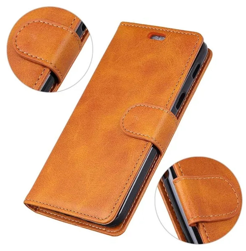 Premium Luxury Magnetic Leather Flip Wallet Case for Samsung S22 black, brown