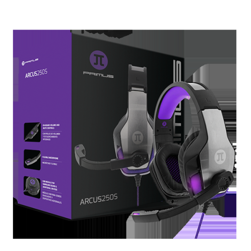 Primus Gaming Headset Arcus 250S USB Wired 7.1 Surround Sound with Swivel Mic LED Inline Control Module