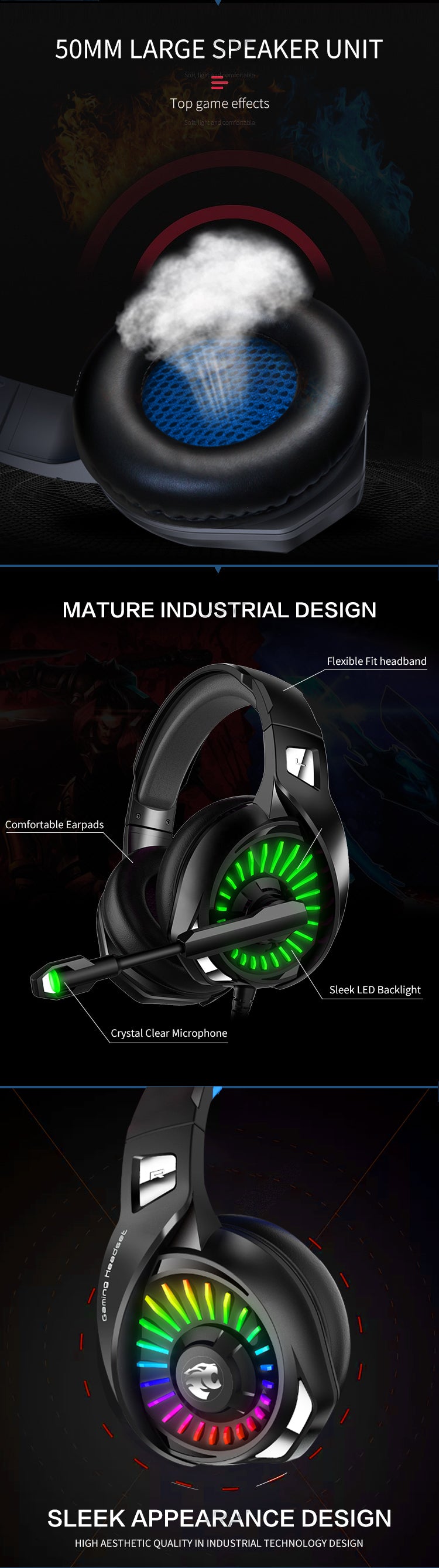 Pro Gaming Headset with RGB light