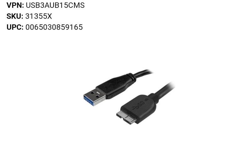 StarTech.com 15cm (6in) Short Slim SuperSpeed USB 3.0 A to Micro B Cable 