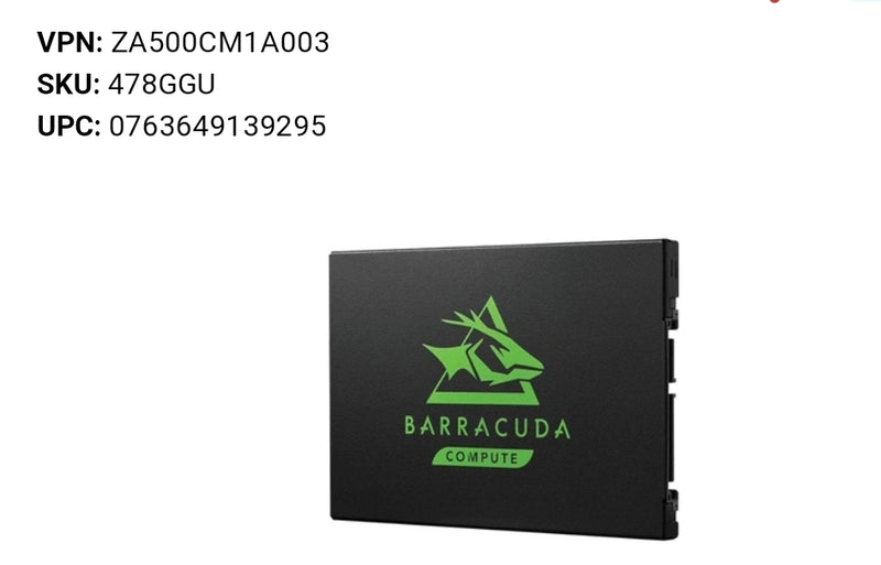 Seagate BarraCuda ZA500CM1A003 500 GB Solid State Drive - 2.5" Internal - SATA