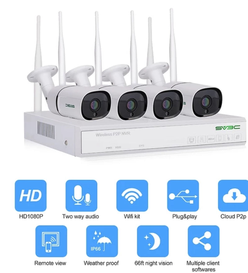 4 channels wifi security camera systems .white