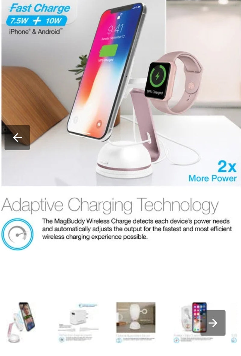 Naztech MagBuddy Wireless Charger Desk Mount (Rose Gold)