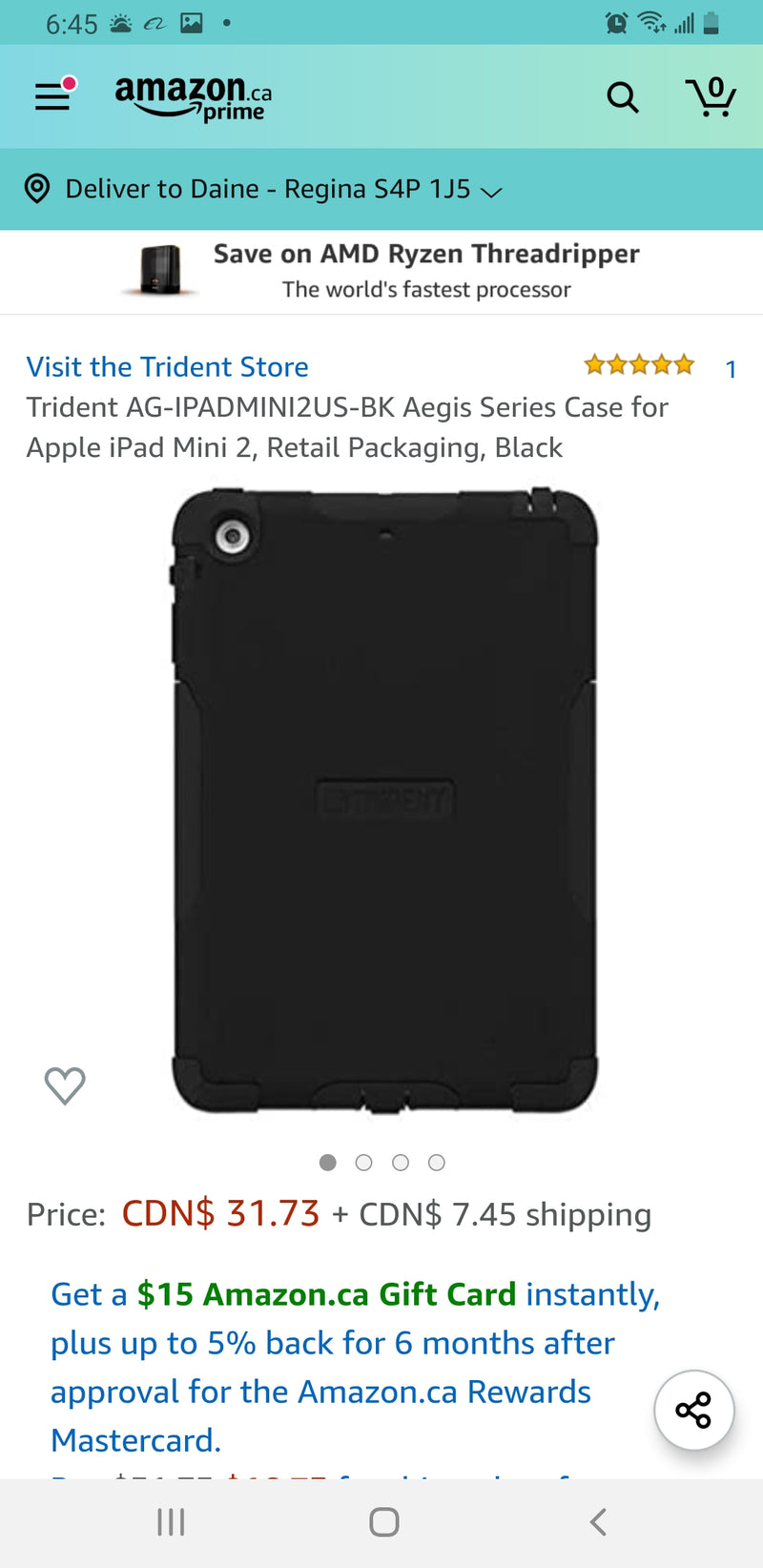 Trident AG-IPAD MINI 2US-BK Aegis Series Case for Apple iPad Mini 2, Retail Packaging, Black