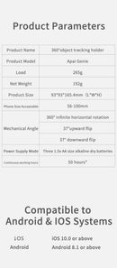 Apai Genie The Smart Personal Robot-Cameraman, 360 Object Tracking Holder
Black.