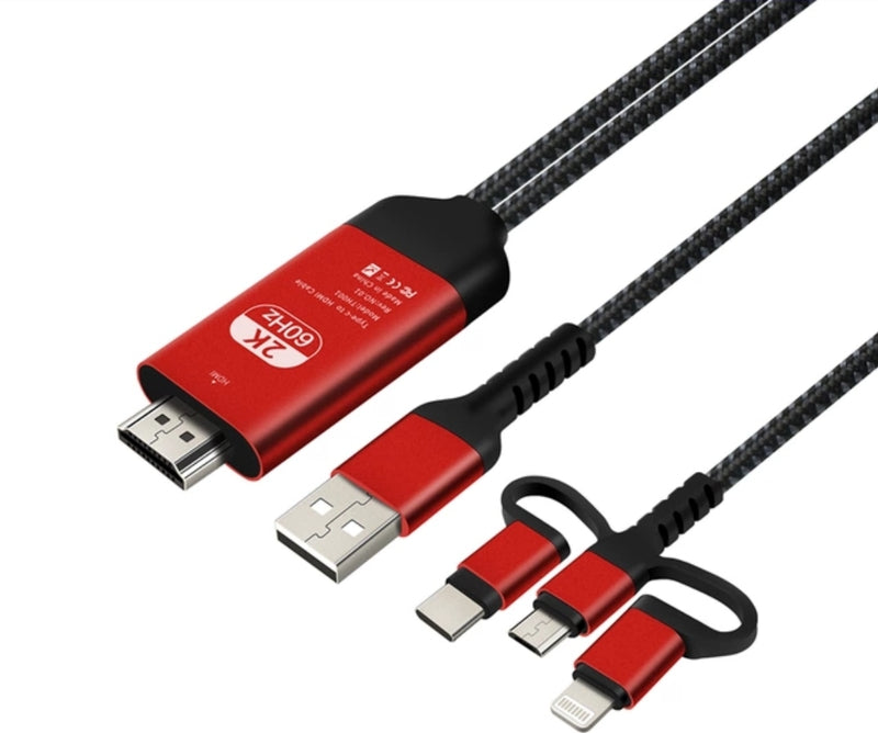 3 in 1 type c/micro/lighting to HDMI adapter cables for mobile
 