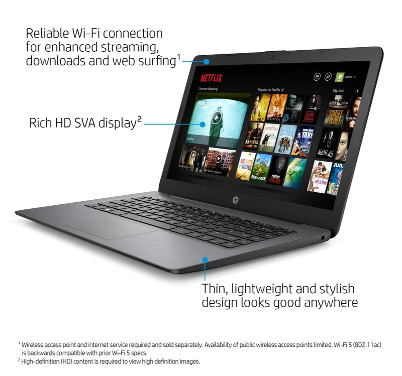 HP Stream 14" Celeron 4GB/64GB Laptop- Black