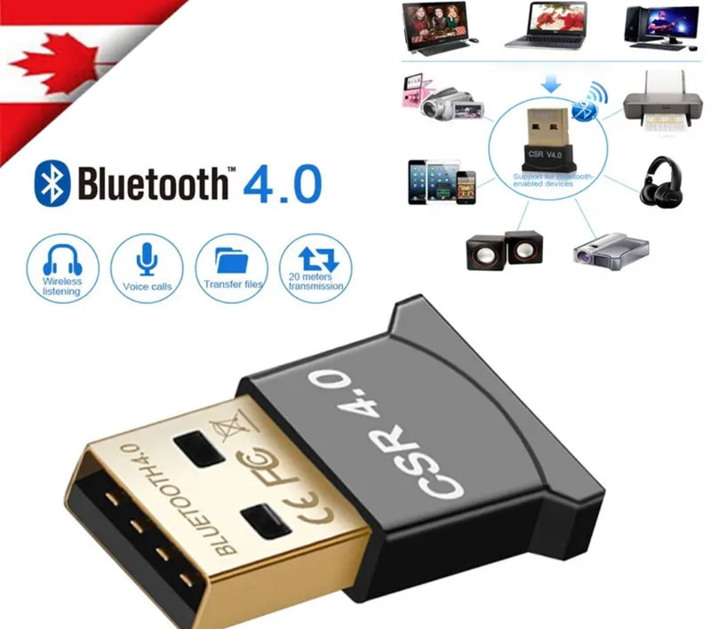 USB 4.0 Bluetooth Adapter Wireless Dongle High Speed CSR for PC Windows Computer