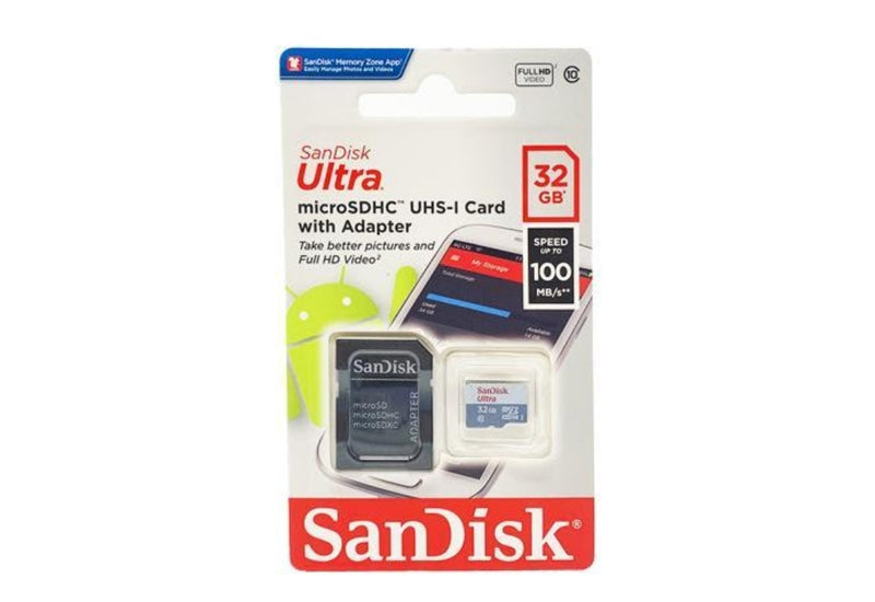 SanDisk 32GB Ultra microSDHC UHS-I/Class 10 Memory Card, Speed Up to 80MB/s