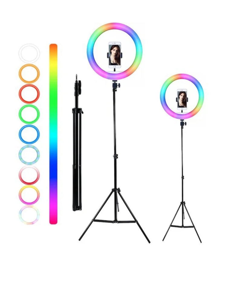 10 inch RGB ring light with 160 cm tripod and bluetooth remote control